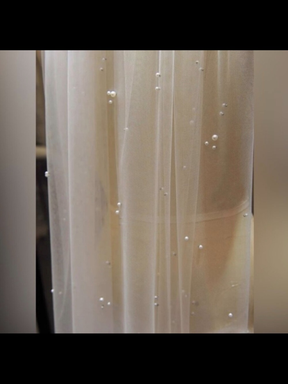 Ivory Pearl-Embellished Chapel Length Veil